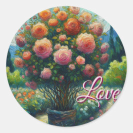 Adesivo Redondo Pintura Impressionista Tópica Rosa Whimsical
