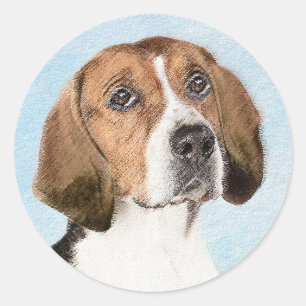 Adesivo Redondo Pintura Inglesa em Foxhound - Arte Cachorra Origin