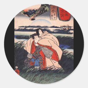 Adesivo Redondo Pintura Japonesa c. Anos 1800