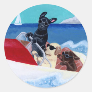 Adesivo Redondo Pintura legal de Labradors do verão