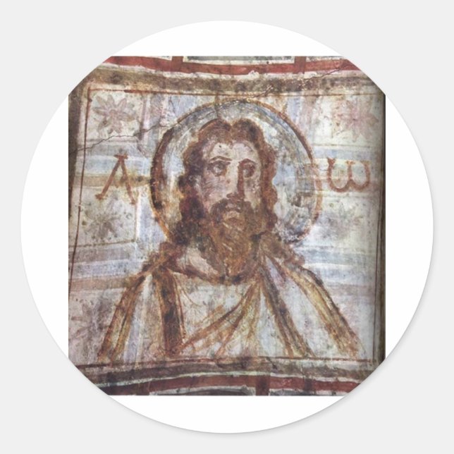 Adesivo Redondo Pintura mural da catacumba de Commodilla. (Frente)