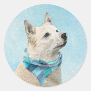 Adesivo Redondo Pintura Norueguesa de Buhund - Arte Cachorra Origi