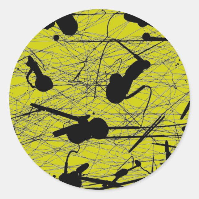 Adesivo Redondo Pintura original em formato preto (Frente)