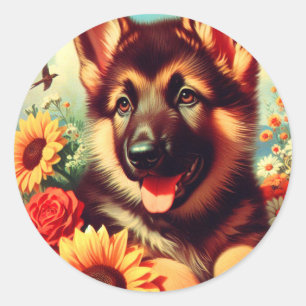 Adesivo Redondo Pintura para pinos de German shepherd cômodo
