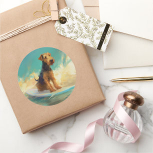 Adesivo Redondo Pintura para surfar na praia de Airedale