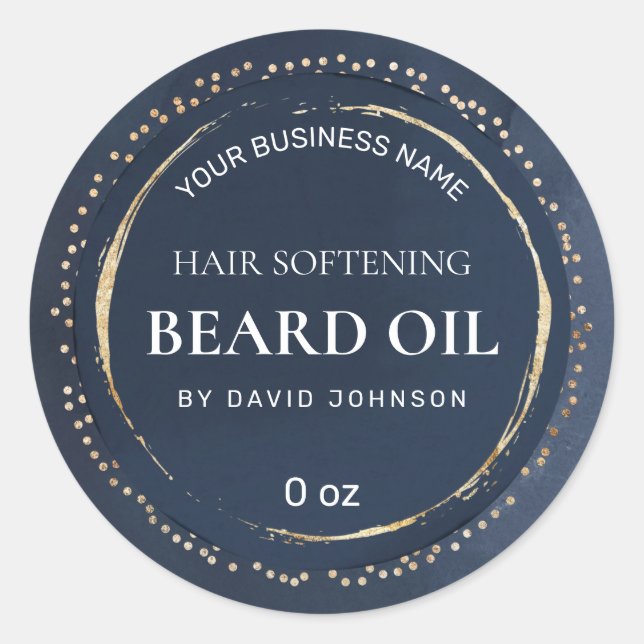 Adesivo Redondo Pintura Pontos Dourados Marinho Azul Barba Azul (Frente)