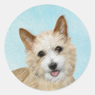 Adesivo Redondo Pintura Portuguesa do Podengo Pequeno - Arte Origi