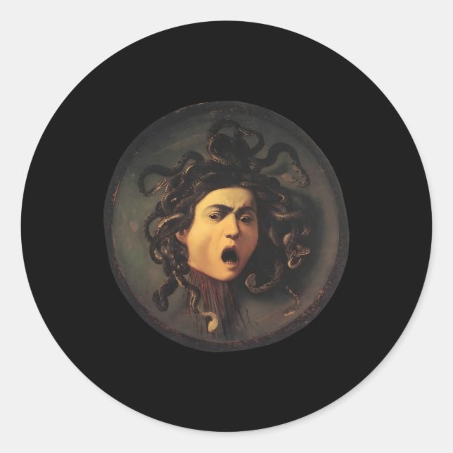 Adesivo Redondo Pintura Renascentista De Caravaggio Sobre Medusa (Frente)