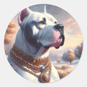 Adesivo Redondo Pintura Retro Dogo Argentino