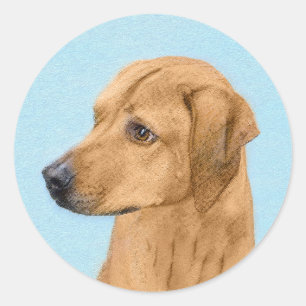 Adesivo Redondo Pintura Ridgeback da Rodésia - Arte Cachorra Orig