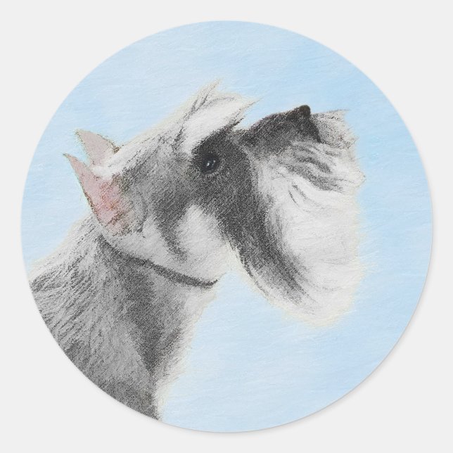 Adesivo Redondo Pintura Schnauzer (Giant, Standard) - Arte Canina (Frente)