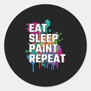 Adesivo Redondo Pintura Tinta do Sono Repetir Pintura Engraçada