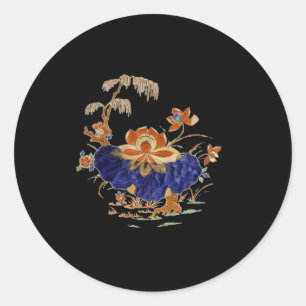 Adesivo Redondo Pintura Vintage de Meditação de Yoga com Flor de L
