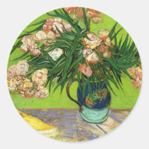 Adesivo Redondo Pintura Vintage de Van Gogh Flores em Flor Vinhas