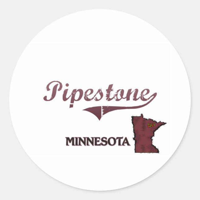 Adesivo Redondo Pipestone Minnesota City Classic (Frente)
