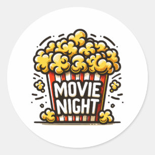Adesivo Redondo Pipoca Divertida Noite de Filme