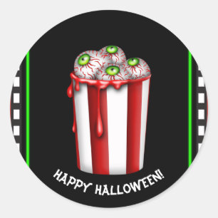 Adesivo Redondo Pipoca Olho de Halloween Favor de Festa Noturna de