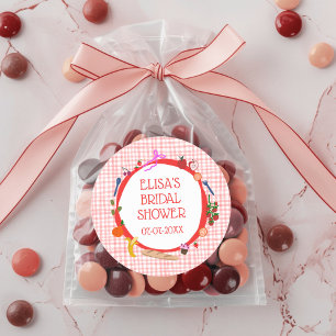 Adesivo Redondo Piquenique Xadrez Moderno Fofo Festa de Noiva Pers