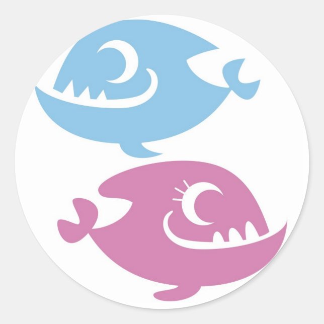 Adesivo Redondo Piranhas de vinhetas de prosa (Frente)