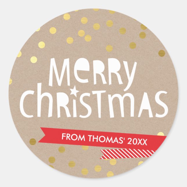 Adesivo Redondo PIRÃO DE NATAL NEGRO TYPOGRAPHY, legal kraft de co (Frente)