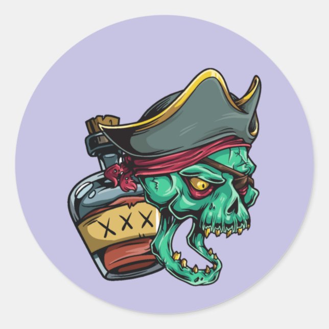 Adesivo Redondo Pirat Flasche Rum pirate bottle rhum (Frente)