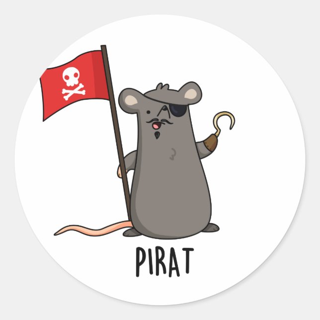 Adesivo Redondo Pirat Funny Pirate Rat Pun (Frente)