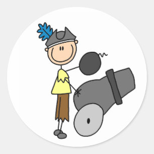 Adesivo Redondo Pirata com Vinheta Canhão