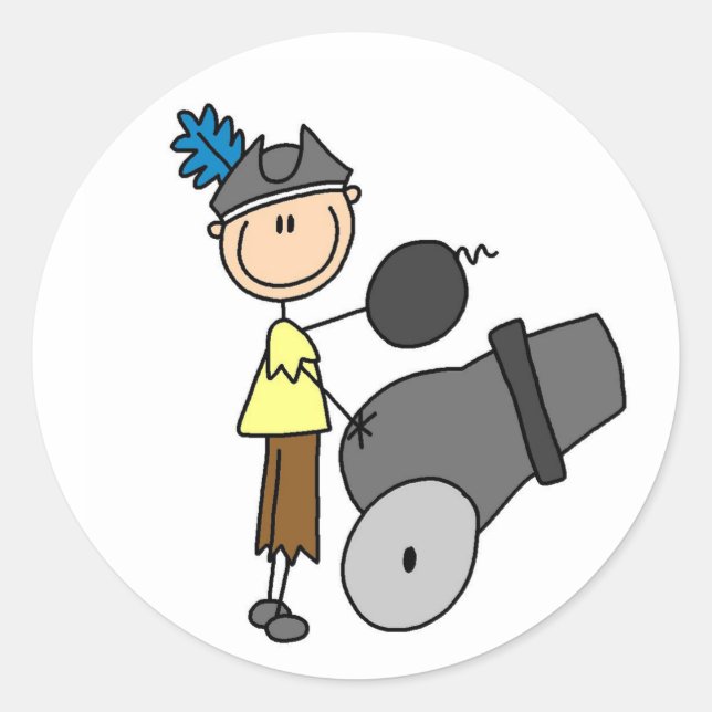 Adesivo Redondo Pirata com Vinheta Canhão (Frente)