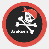 Pirata Crânio Crossbones Pretos Monogramas Vermelh