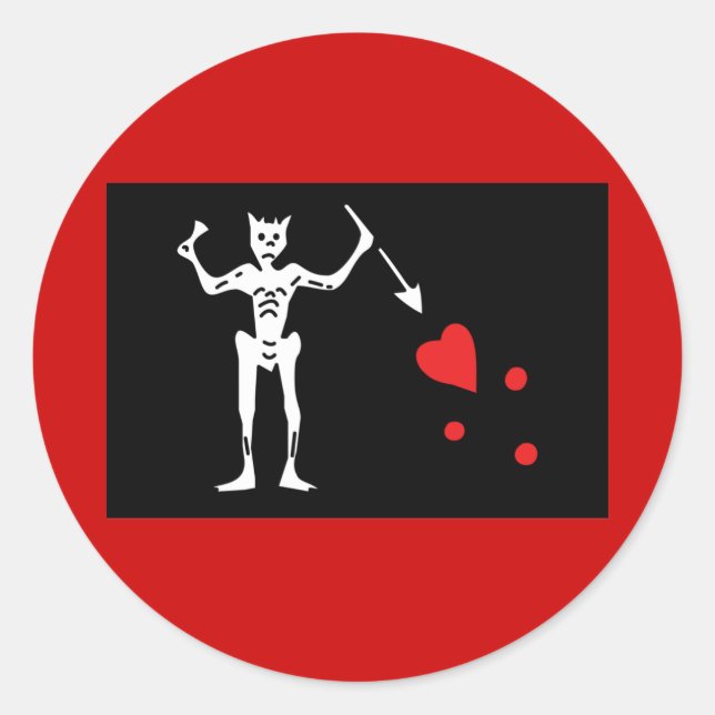 Adesivo Redondo Pirata de Barba Negra FLag (Frente)