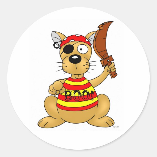 Adesivo Redondo Pirata de cães (Frente)