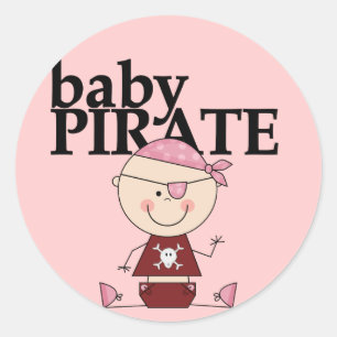 Adesivo Redondo Pirata do bebê - camiseta e presentes da menina