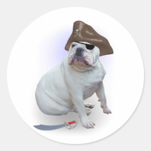 Adesivo Redondo Pirata do buldogue