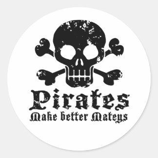 Adesivo Redondo Pirata Engraçado