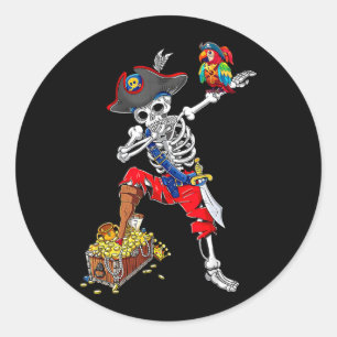 Adesivo Redondo Pirata Esqueleto Dabbing