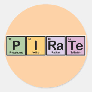 Adesivo Redondo Pirata feito dos elementos