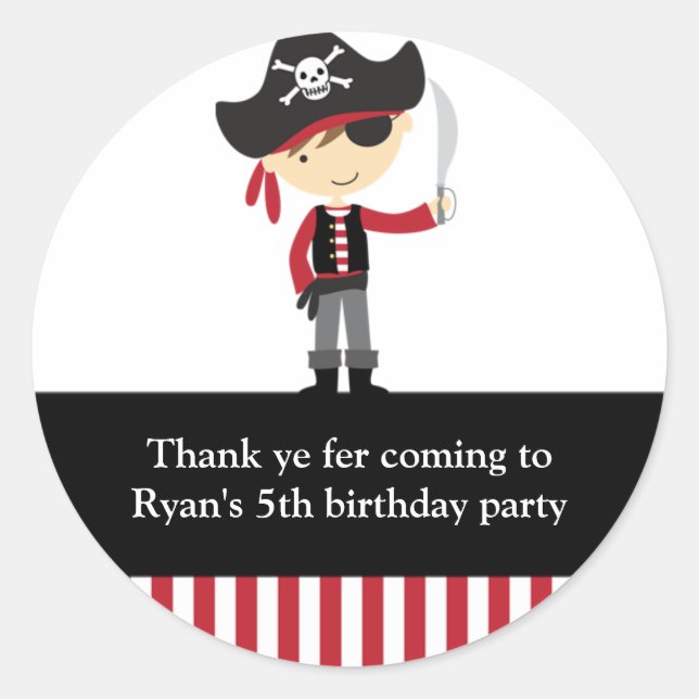 Adesivo Redondo Pirata-Garoto (Frente)