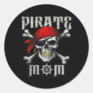 Adesivo Redondo Pirata Mãe Jolly Roger Flag E Skull Crossbones H
