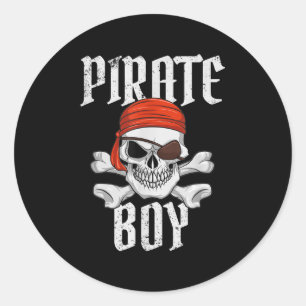 Adesivo Redondo Pirata Menino Halloween Caveira & Ossos Cruzados P