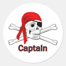 Adesivo Redondo Pirata o Capitão Caveira e o Bone Sticker