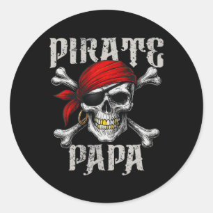 Adesivo Redondo Pirata Papa Jolly Roger Flag E Skull Crossbones