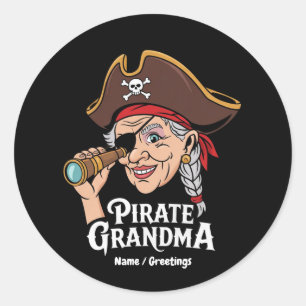 Adesivo Redondo Pirata Vovó Engraçado Vovó Engraçada Costume de Ha