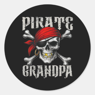 Adesivo Redondo Pirata Vovô Jolly Roger Flag E Skull Crossbon