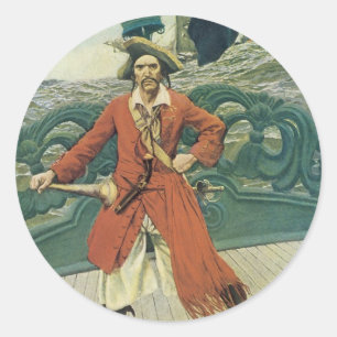 Adesivo Redondo Piratas Antigos, Capitão Keitt por Howard Pyle