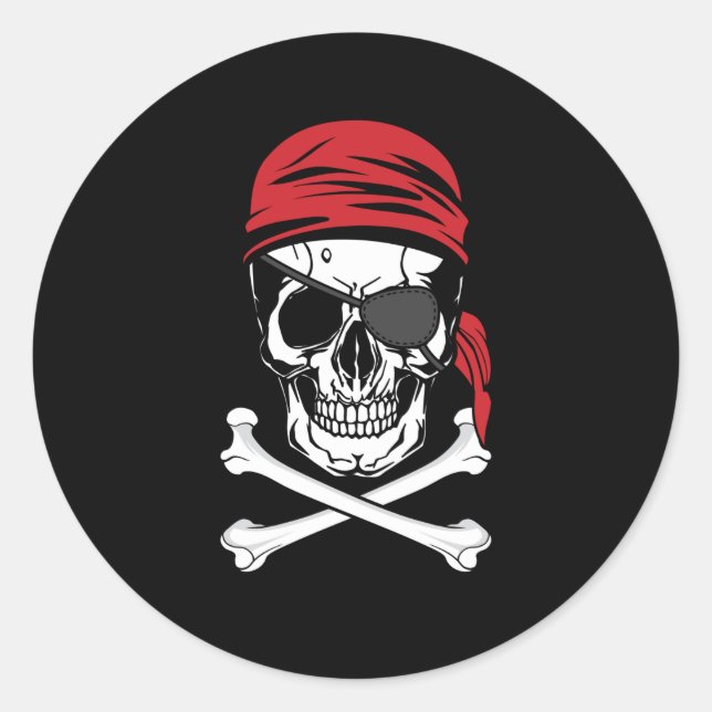 Adesivo Redondo Piratas | Costume de Patch de Olhos Pirata (Frente)