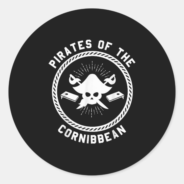 Adesivo Redondo Piratas da Cornibbean Team Cornhole (Frente)
