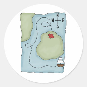 Adesivo Redondo Piratas · Mapa do pirata