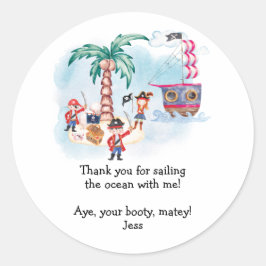 Adesivo Redondo Piratas Treasure Hunt Map Kids Boy Aniversário