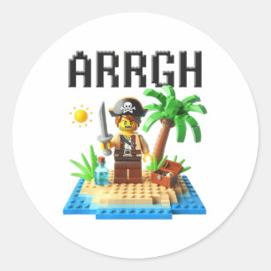 Adesivo Redondo Pirate Argh Building Blocks Bricks Master Builder