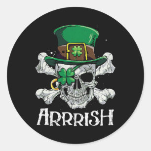 Adesivo Redondo Pirate Arrrish Leprechaun Boys Men